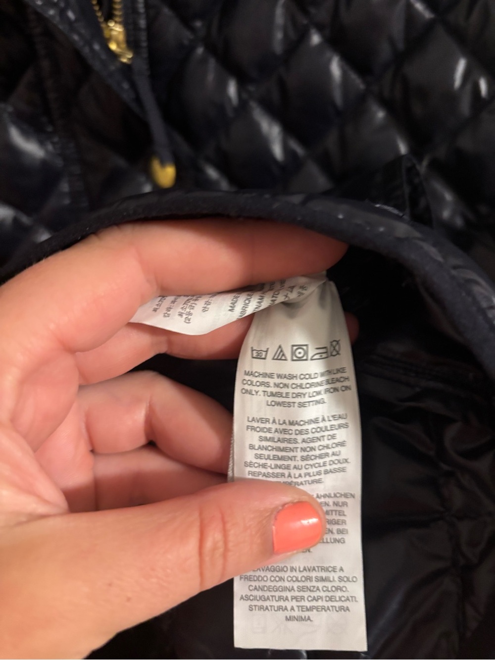 J. CREW Navy Blue Shiny Quilted Down Puffer Jacket Coat Size Small - Picture 8 of 11